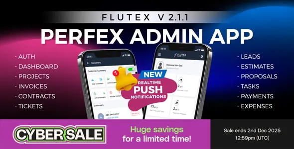 Flutex - Perfex CRM Admin/Staff Mobile App for Android & IOS | Flutter App with API Module Included