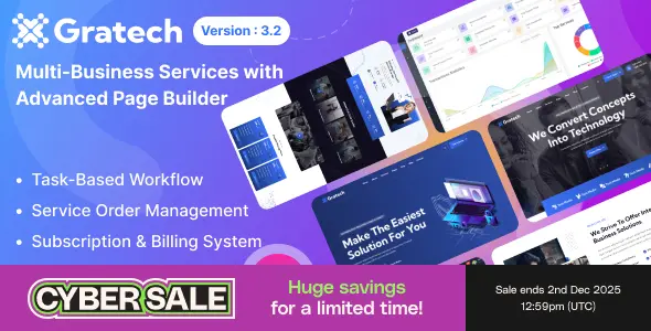 Gratech - Multi-Business Services with Advanced Page Builder & Workflow Tools