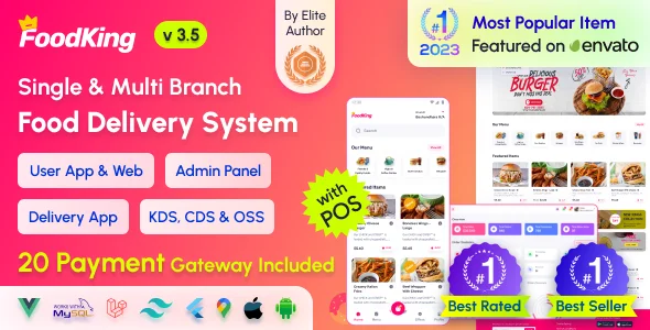 FoodKing - Restaurant Food Delivery System with Admin Panel & Delivery Man App | Restaurant POS