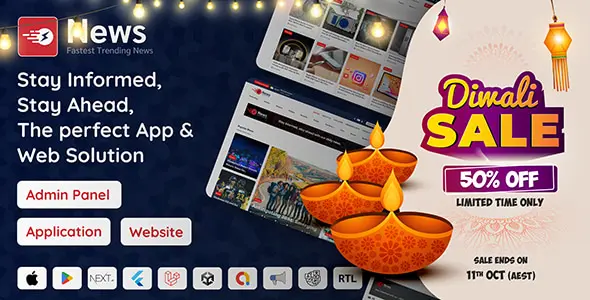 News App and Web – Flutter News App for Android and iOS App | Laravel Admin Panel + News Website