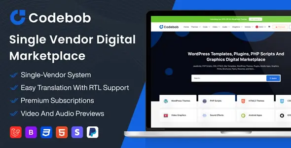 Codebob - Single-Vendor Digital Marketplace (SAAS)