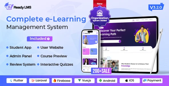 Ready LMS - Complete Learning Management System Websites, Mobile app with Admin panel