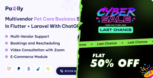 Pawlly - Multivendor Pet Care Business Software in Flutter + Laravel with ChatGPT