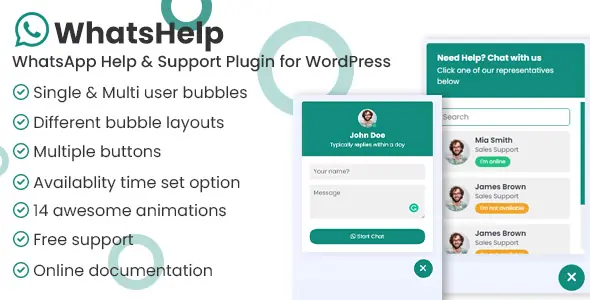 WhatsApp Chat Support Pro WordPress Plugin v3.3.0