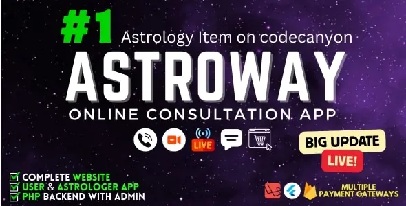 Astroway v6.1 - Complete Astrology Consultation App with Chat, Calling, e-Puja, Shop & AI Chat