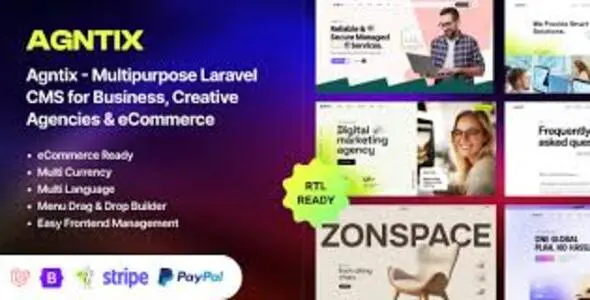 Agntix  - Multipurpose Laravel CMS for Business, Portfolio, Creative Agencies & eCommerce - nu