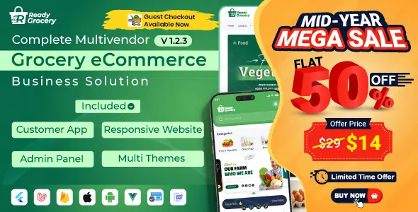 ReadyGrocery v1.2.4 - Multivendor Grocery & eCommerce Mobile App with Website & Laravel Admin Panel