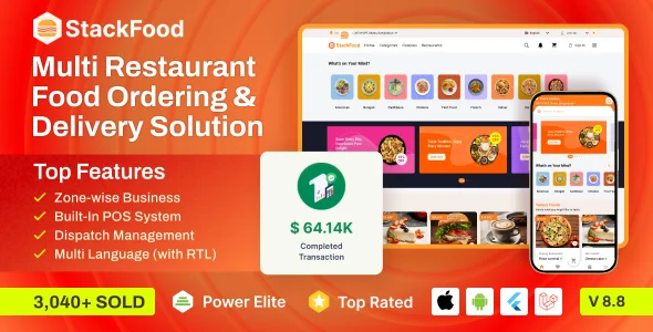 StackFood v8.7 - Multi Restaurant Food Delivery App with Laravel Admin and Restaurant Panel - nulled