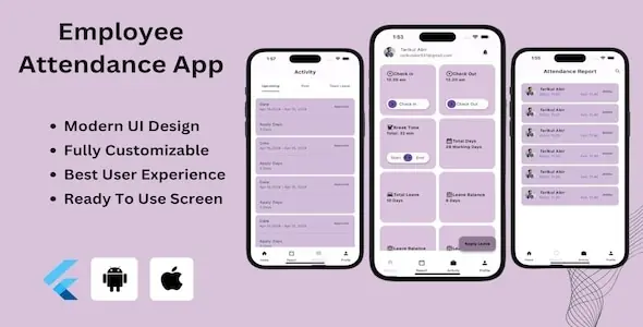 Attendance App v1.0 - Employee Attendance Management Flutter App | Android & iOS Mobil App Template