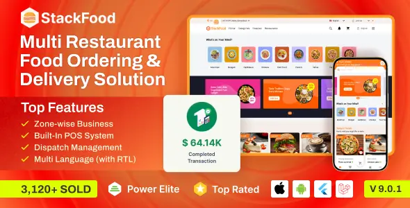 StackFood v9.0 - Multi Restaurant Food Delivery App with Laravel Admin and Restaurant Panel