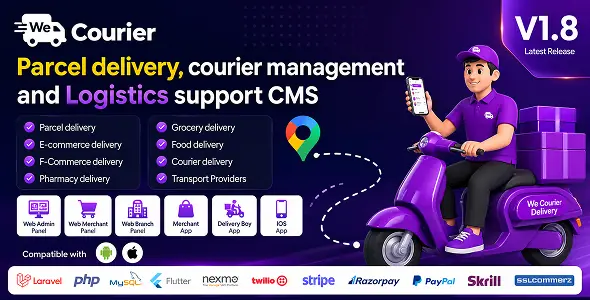 We Courier v1.8 - Courier & Logistics Management CMS With Merchant and Delivery App - nulled