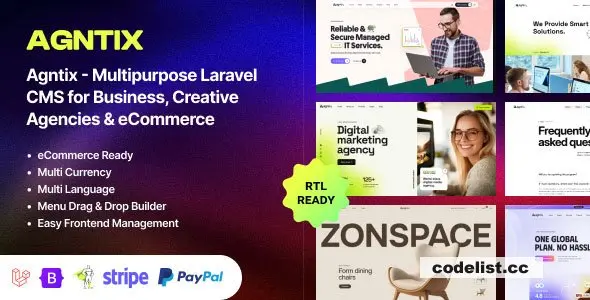 Agntix  - Multipurpose Laravel CMS for Business, Portfolio, Creative Agencies & eCommerce - nu