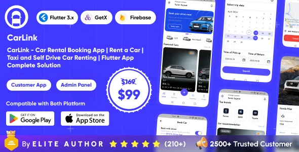 CarLink v1.4 - Car Rental Booking App - Rent a Car - Taxi and Self Drive Car Renting - Complete Solu