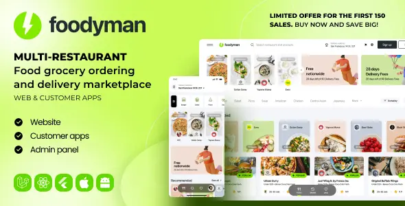 Foodyman v2025-25 - Multi-Restaurant Food and Grocery - nulled