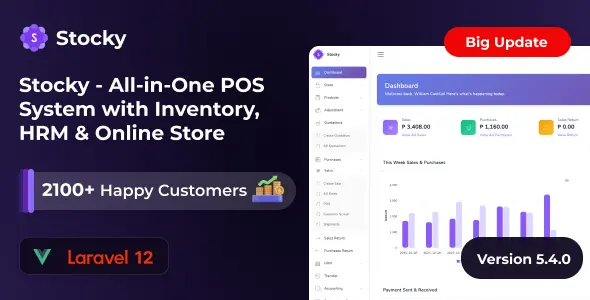 Stocky v5.4 - POS with Inventory Management & HRM
