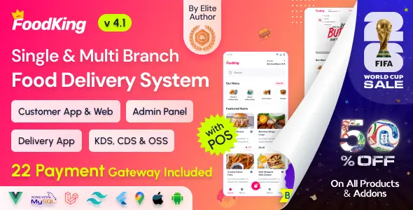 FoodKing v4.1 - Restaurant Food Delivery System with Admin Panel & Delivery Man App - Restaurant POS