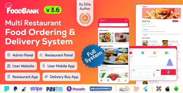 FoodBank Multi Restaurant v3.6 - Restaurant App with Admin & Restaurant Panel - nulled