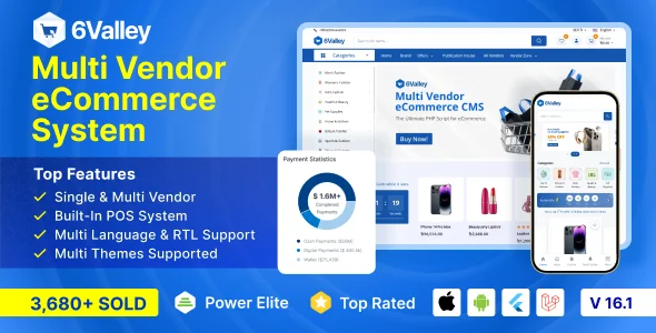 6valley v16.1 - Multi-Vendor E-commerce - Complete eCommerce Mobile App, Web, Seller and Admin Panel