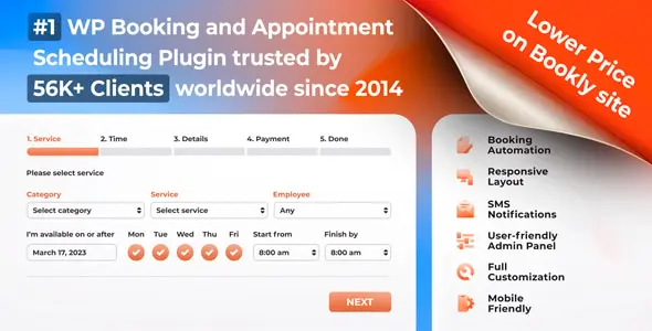 Bookly PRO v9.6 – Appointment Booking and Scheduling Software System