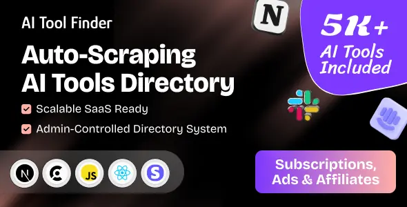 AI Tools Finder v1.8.0 – Auto-Scraping AI Directory with 5,000+ Tools, Subscriptions, Ads & Affiliat