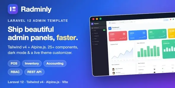 Radminly v4.0.0 - Laravel Tailwind Admin Template with POS, Inventory, Accounting & More