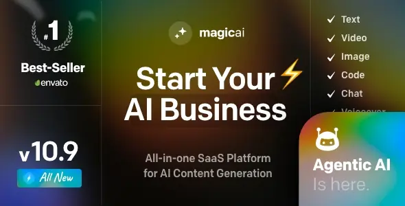 MagicAI v10.9 - OpenAI Content, Text, Image, Video, Chat, Voice, and Code Generator as SaaS
