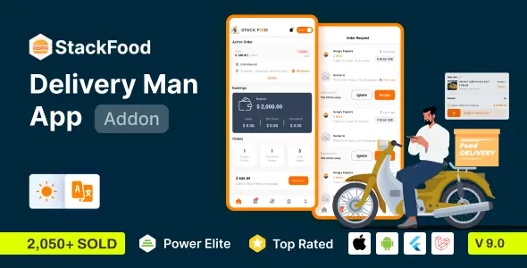 StackFood Multi Restaurant - Food Ordering Delivery Man App v9.0