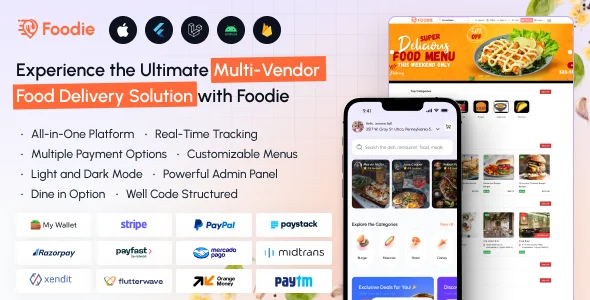 Foodie v8.8 - UberEats Clone - Food Delivery App - Multiple Restaurant Food Delivery Flutter App