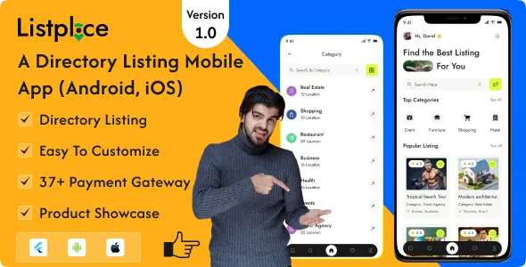 Listplace v1.0 - Business Directory Listing Flutter App (Android, iOS)