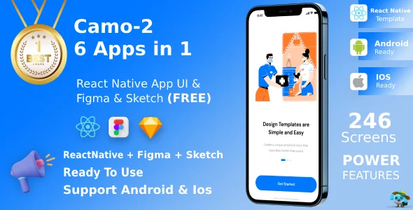 CaMo-2 v1.4 - React Native Kit 6 Apps in 1 Template