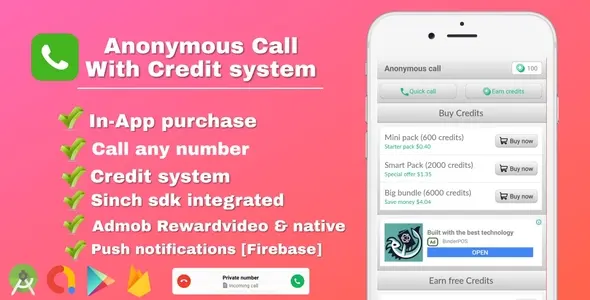 Anonymous Call v2.3 - Android Free Calling App With in-app purchase & Credit system