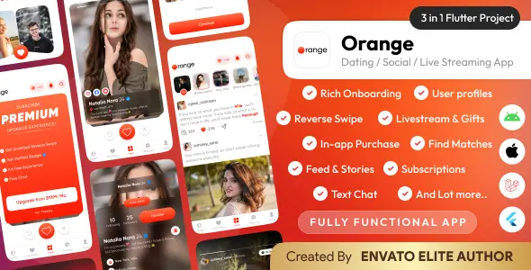 Orange - Dating app with Livestream, Chat, Gifts, Payouts : Flutter - Laravel : Full App