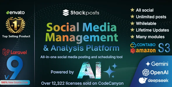 Stackposts - AI Social Media Management & Marketing SaaS Platform With All 93 Modules nulled