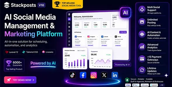 Stackposts - AI Social Media Management & Marketing SaaS Platform