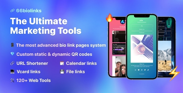 66biolinks - Bio Links, URL Shortener, QR Codes & Web Tools (SAAS) v55.1.0