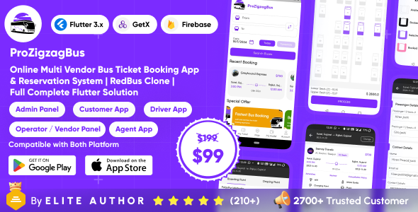 ProZigzagBus : Online Multi Vendor Bus Ticket Booking App & Reservation System Flutter Solution 1.4