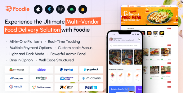 Foodie | UberEats Clone | Food Delivery App | Multiple Restaurant Food Delivery Flutter App v8.4
