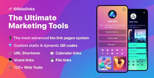 66biolinks - Bio Links, URL Shortener, QR Codes & Web Tools (SAAS) v57.1.0