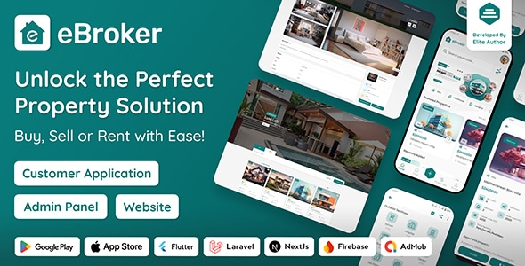eBroker - Real Estate Property Buy-Rent-Sell Flutter app with Laravel Admin Panel | Web Version v1.2.4