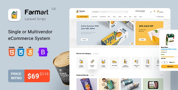 Farmart - Single or Multivendor Laravel eCommerce System v1.22.1