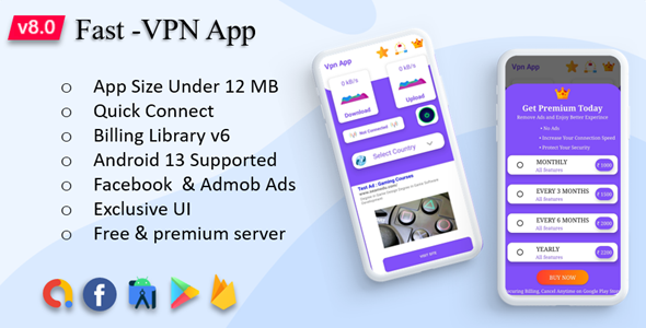 Fast-Pro VPN App | VPN Unblock Proxy | VPN In App Purchase | High Secure VPN | Admob Ads v8.0