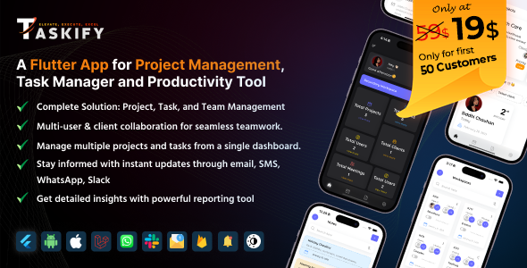 Taskify Flutter App - Project Management, Task Manager and Productivity Tool - v1.2.0