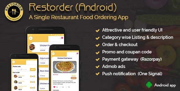 Restorder (Android) - A single restaurant food ordering app. v1.3