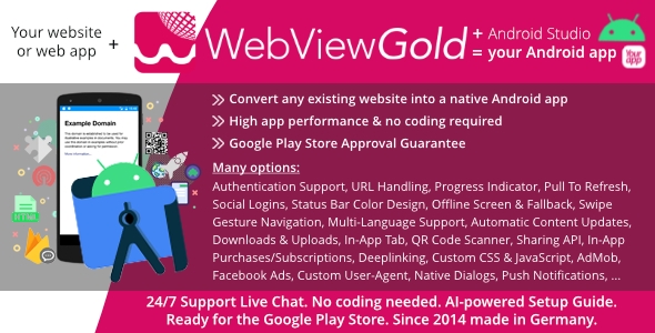 WebViewGold for Android | Convert website to Android app | No Code, Push, URL Handling & much more! v15.5