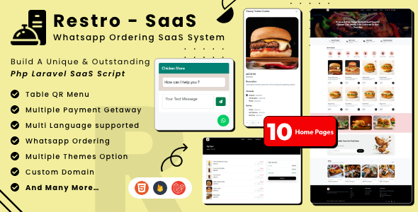 Restro SaaS - Multi Restaurant Online WhatsApp Food Ordering System SaaS v3.7