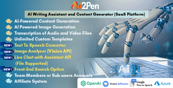 Ai2Pen – AI Writing Assistant and Content Generator (SaaS Platform) v6.5