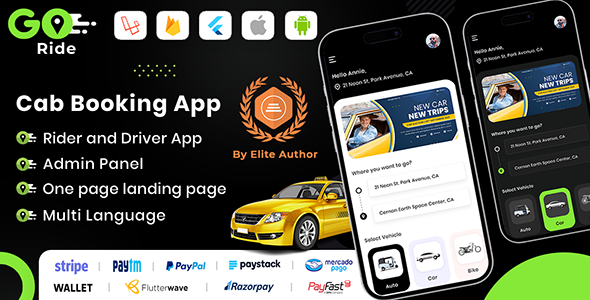 GORIDE | InDriver Clone | Flutter Complete Taxi Booking Solution with Bidding Option v4.5