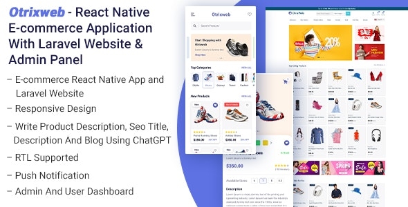 Otrixweb - React Native Ecommerce Application With Laravel Website v1.3.0