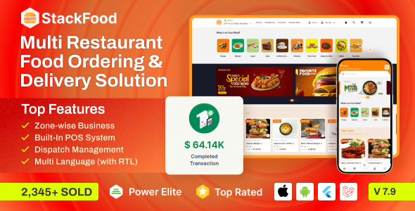 StackFood Multi Restaurant - Food Delivery App with Laravel Admin and Restaurant Panel v7.9