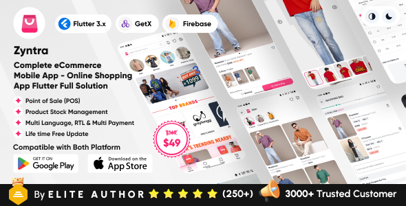 Zyntra - Complete eCommerce Mobile App - Online Shopping App - eCommerce Store App Flutter Solution v1.0